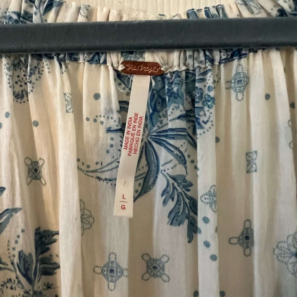 Free People Golden Hour Cream Maxi Dress with Blue Floral Print - Picture 5 of 7